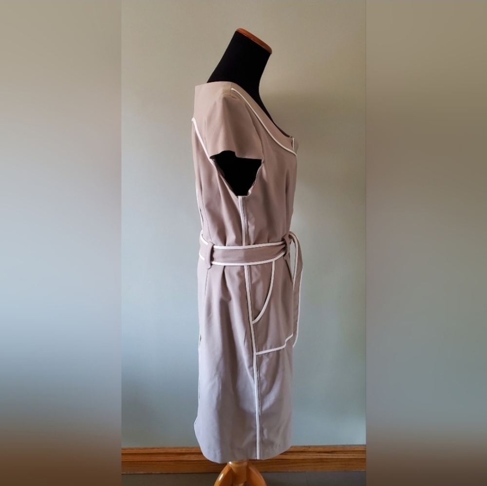 Dress Barn 16 Vintage Jackie O Timeless Contemporary Contrast Piping Midi Dress - Picture 7 of 9
